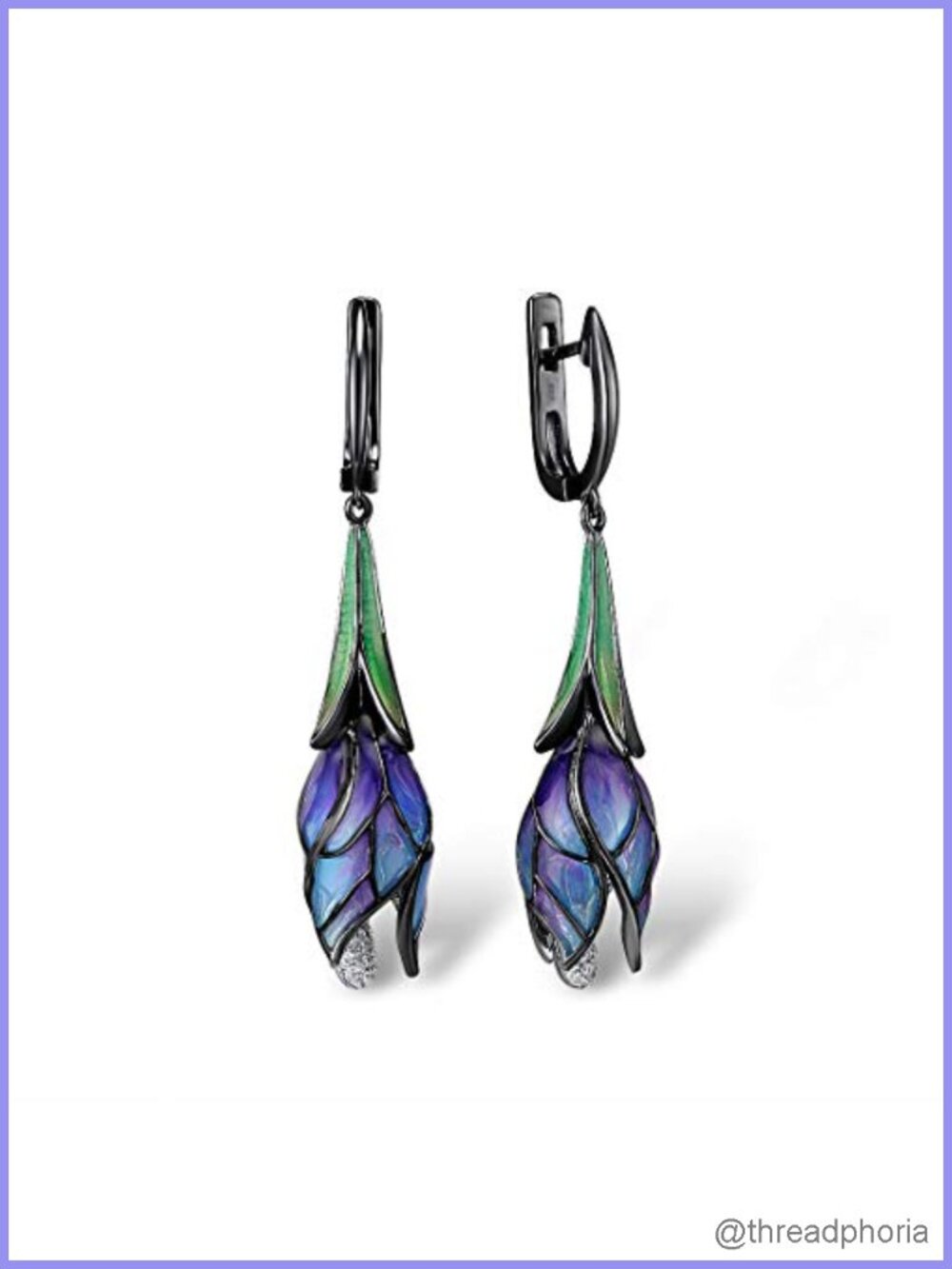 Sterling Silver Enamel Tulip Drop Earrings for Women with Cubic Zirconia